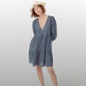 J. Crew Tiered cotton voile beach dress in best buds deep midnight